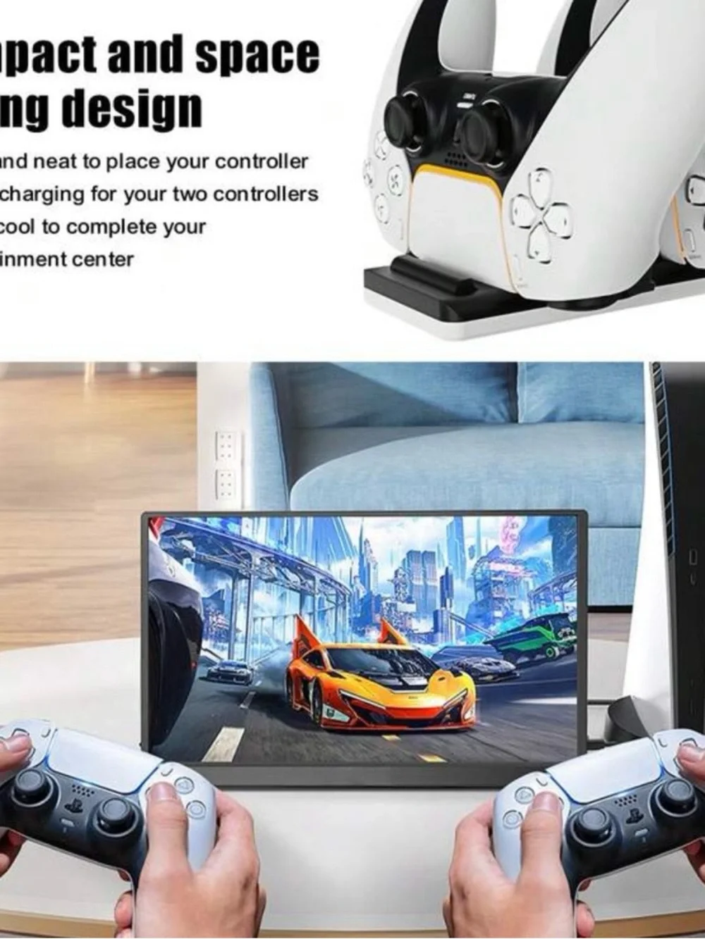 Dual Charging Dock for PS5 Controllers - White/Black